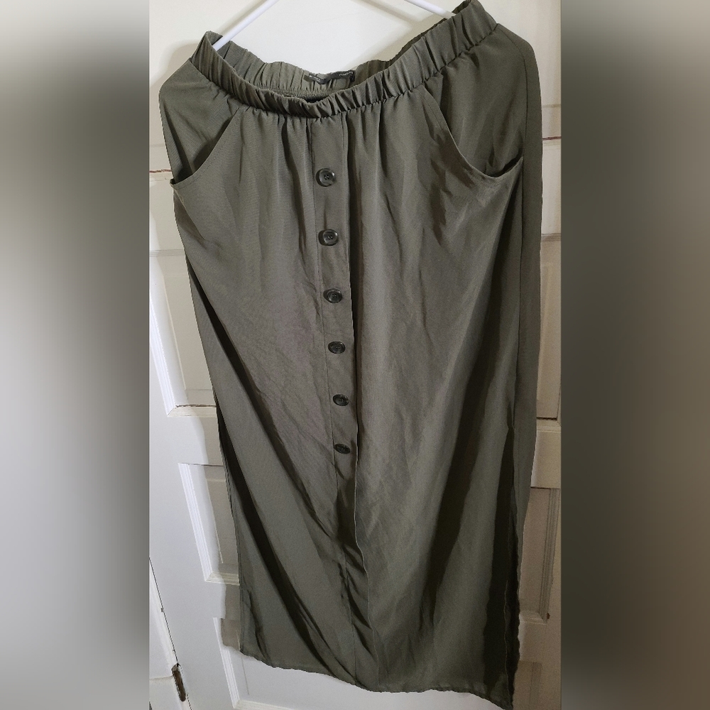Maurices Navy Green Maci Slit Skirt Size: M
